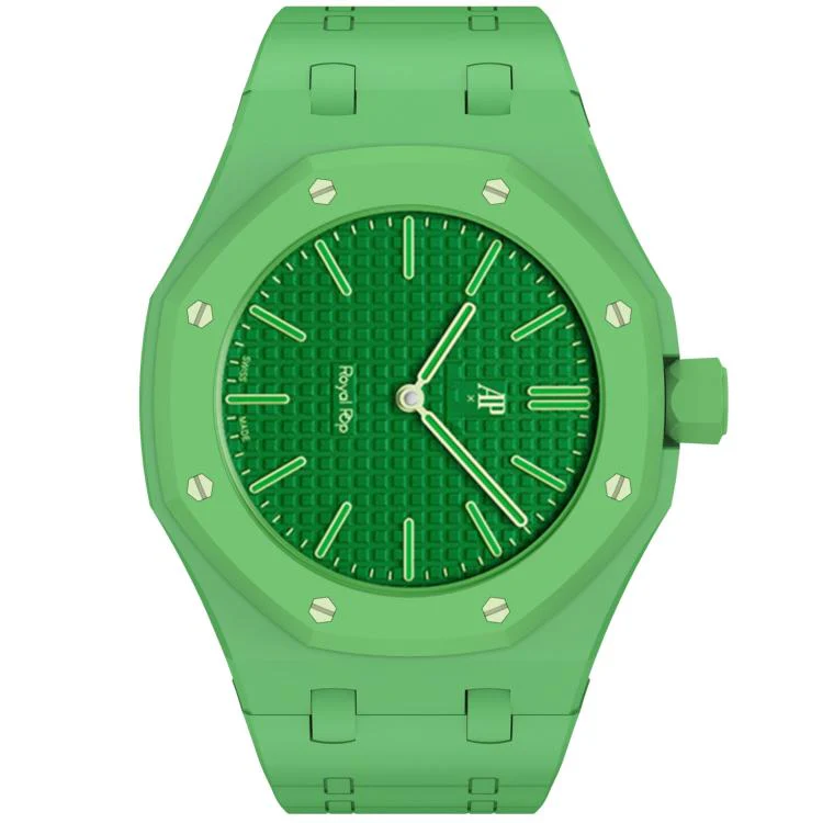 For Swatch Royal Pop Integrated Three O Clock Side Magnetic Silicone Watch Band(Grass Green) - Image 6