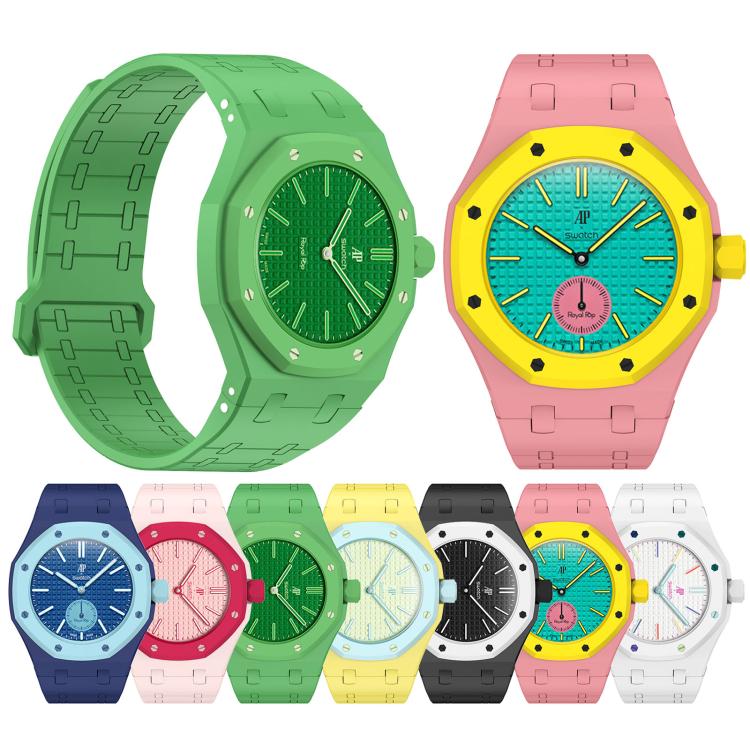 For Swatch Royal Pop Integrated Three O Clock Side Magnetic Silicone Watch Band(Grass Green) - Image 7