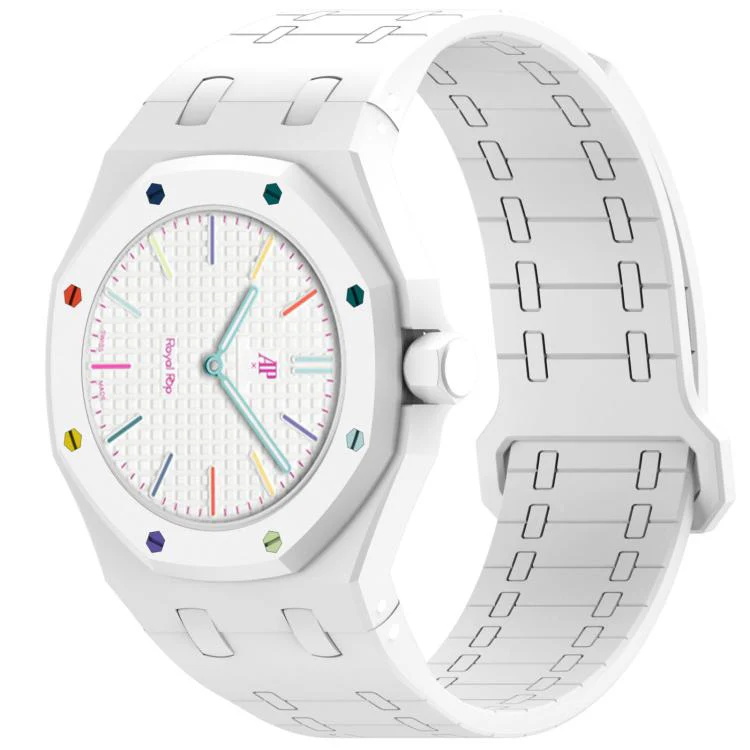 For Swatch Royal Pop Integrated Three O Clock Side Magnetic Silicone Watch Band(White)