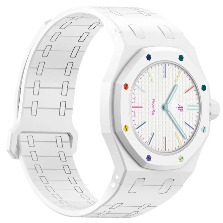For Swatch Royal Pop Integrated Three O Clock Side Magnetic Silicone Watch Band(White) - Image 5