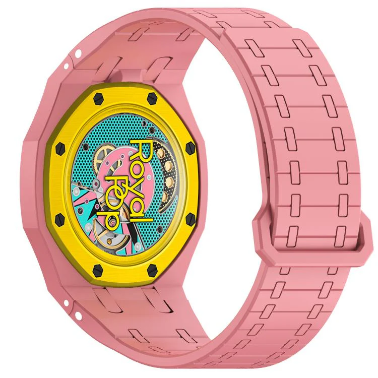 For Swatch Royal Pop Integrated Twelve O Clock Side Magnetic Silicone Watch Band(Pink) - Image 3