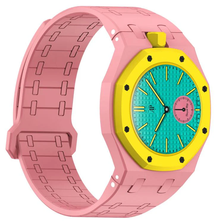 For Swatch Royal Pop Integrated Twelve O Clock Side Magnetic Silicone Watch Band(Pink) - Image 5