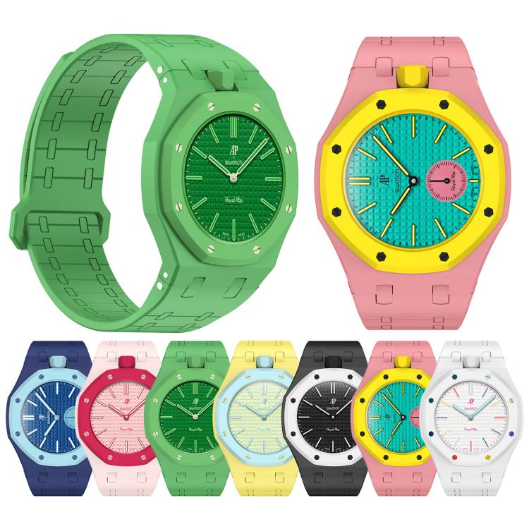 For Swatch Royal Pop Integrated Twelve O Clock Side Magnetic Silicone Watch Band(Pink) - Image 7