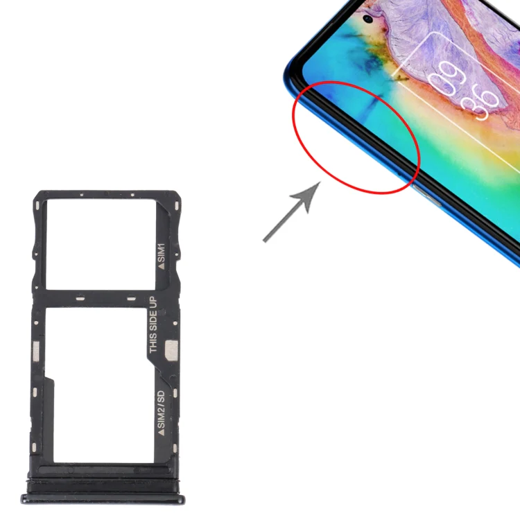 For TCL 20 5G Original SIM Card Tray + SIM / Micro SD Card Tray(Black) - Image 4