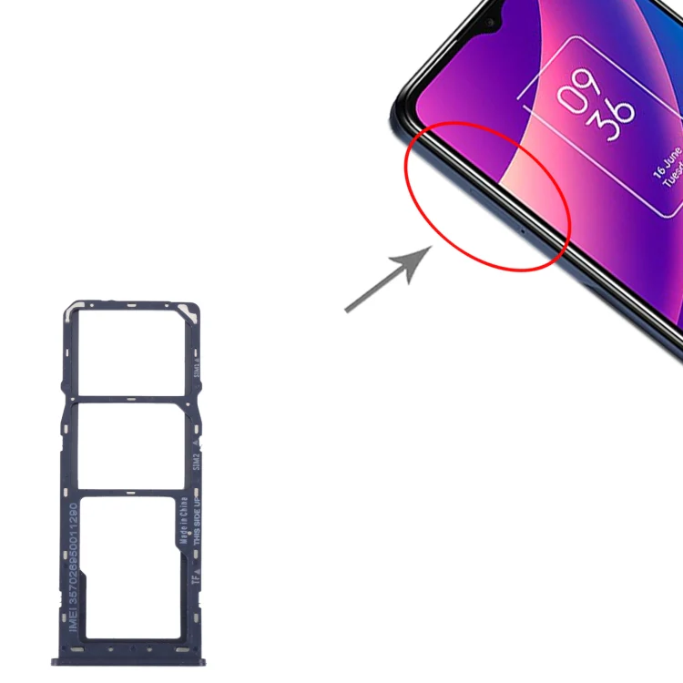 For TCL 30 SE / 30E / 305 / 306 Original SIM Card Tray + SIM Card Tray + Micro SD Card Tray(Blue) - Image 4