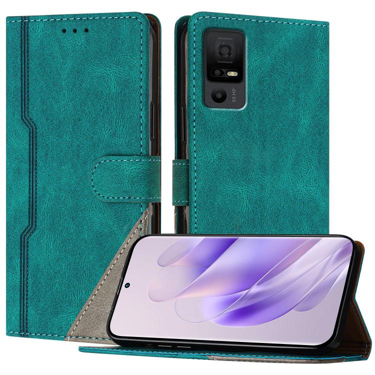 For TCL 40 NXTpaper 5G Color Matching Buckle Clasp Vegan Leather Phone Case(Green)