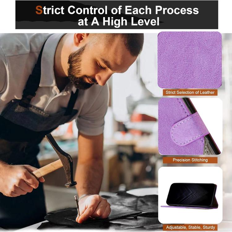 For TCL 408 Color Matching Buckle Clasp Vegan Leather Phone Case(Purple) - Image 5