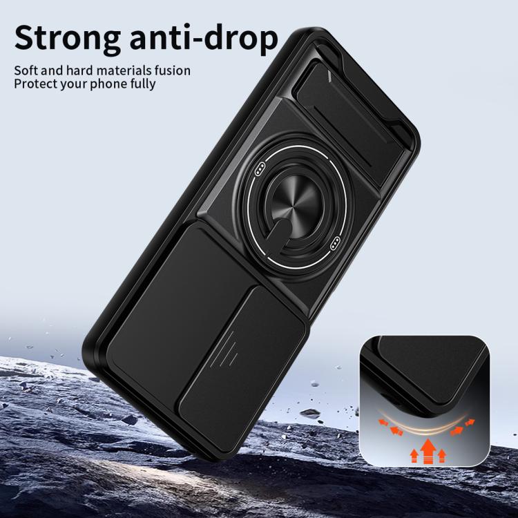 For TCL 50 5G Lens Sliding Window Multifunctional Magnetic Shockproof Phone Case(Black) - Image 4