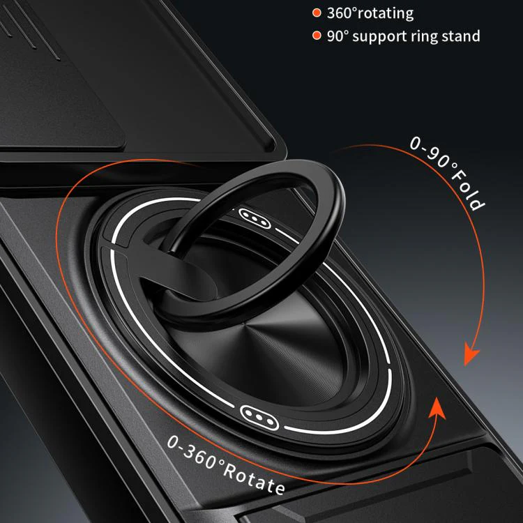 For TCL 50 5G Lens Sliding Window Multifunctional Magnetic Shockproof Phone Case(Black) - Image 5