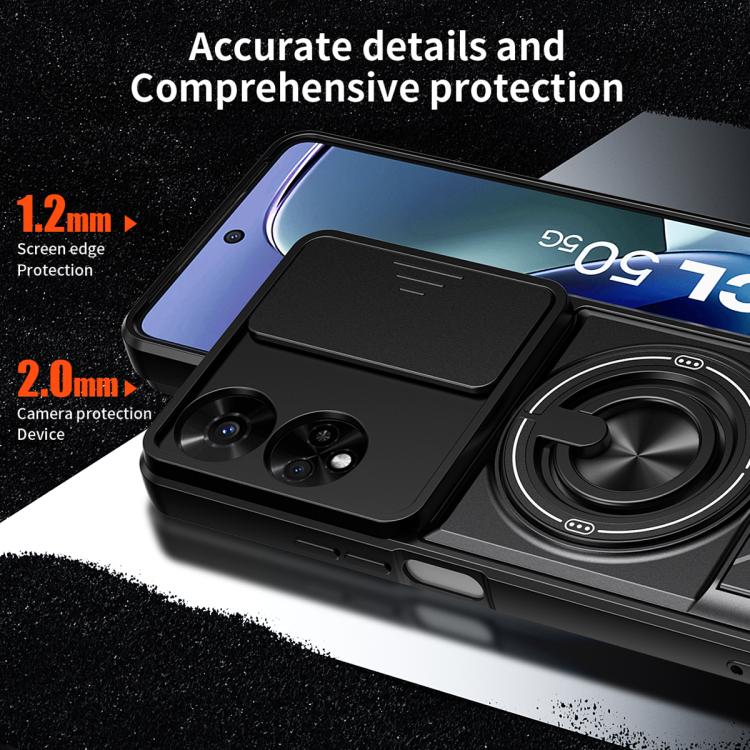 For TCL 50 5G Lens Sliding Window Multifunctional Magnetic Shockproof Phone Case(Black) - Image 6