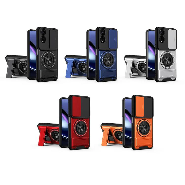 For TCL 50 5G Lens Sliding Window Multifunctional Magnetic Shockproof Phone Case(Orange) - Image 2