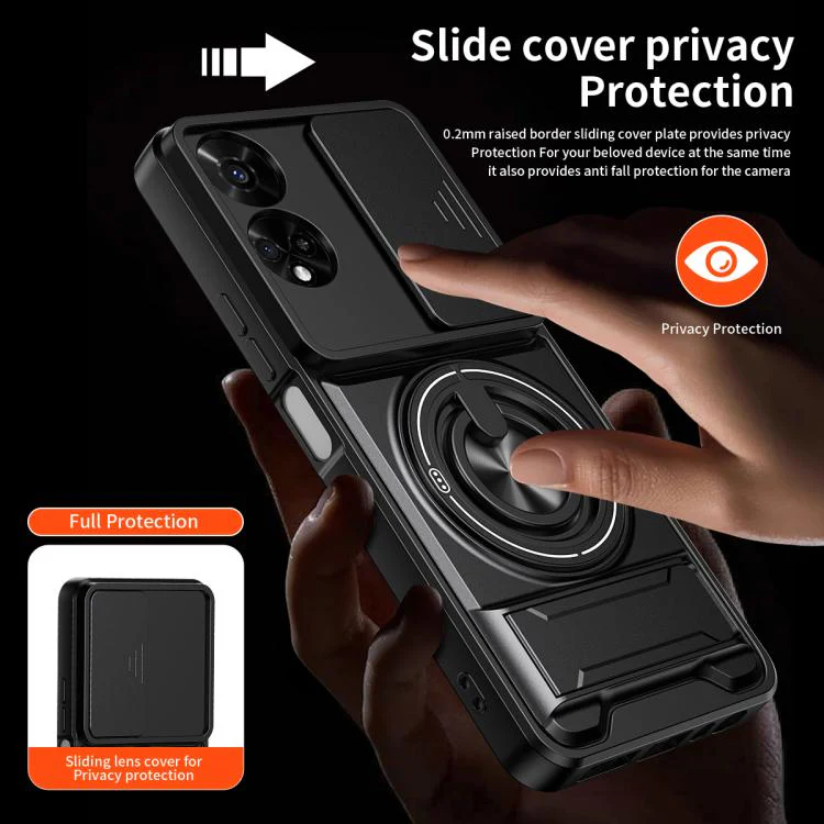 For TCL 50 5G Lens Sliding Window Multifunctional Magnetic Shockproof Phone Case(Orange) - Image 7