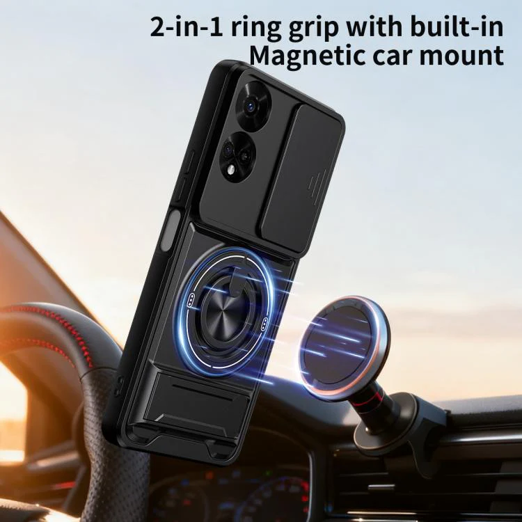 For TCL 50 5G Lens Sliding Window Multifunctional Magnetic Shockproof Phone Case(Titanium Gray) - Image 8