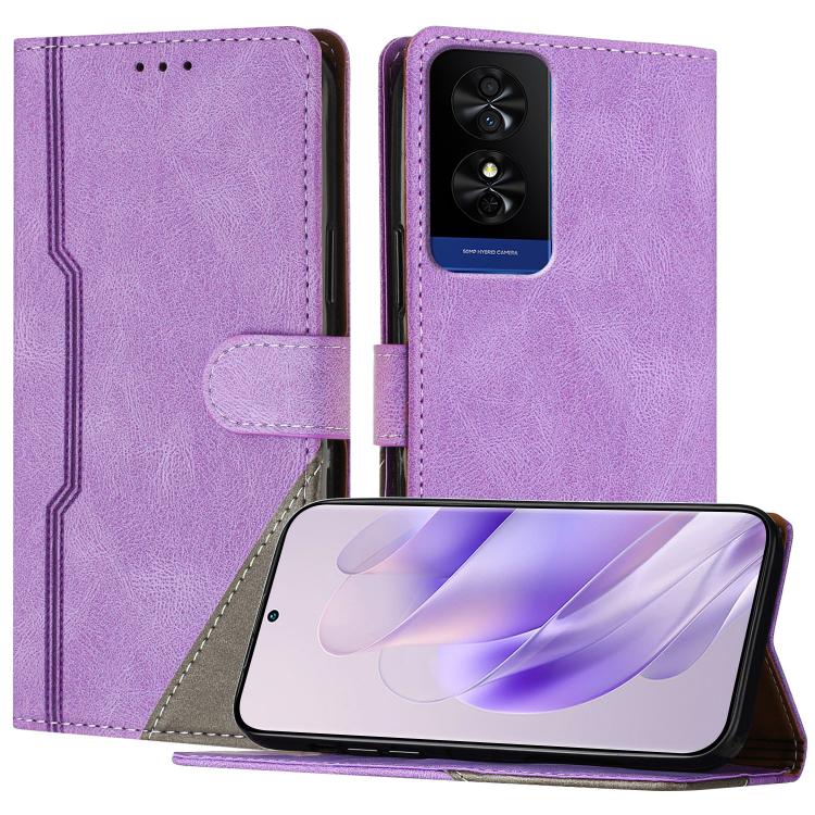 For TCL 50 Color Matching Buckle Clasp Vegan Leather Phone Case(Purple)