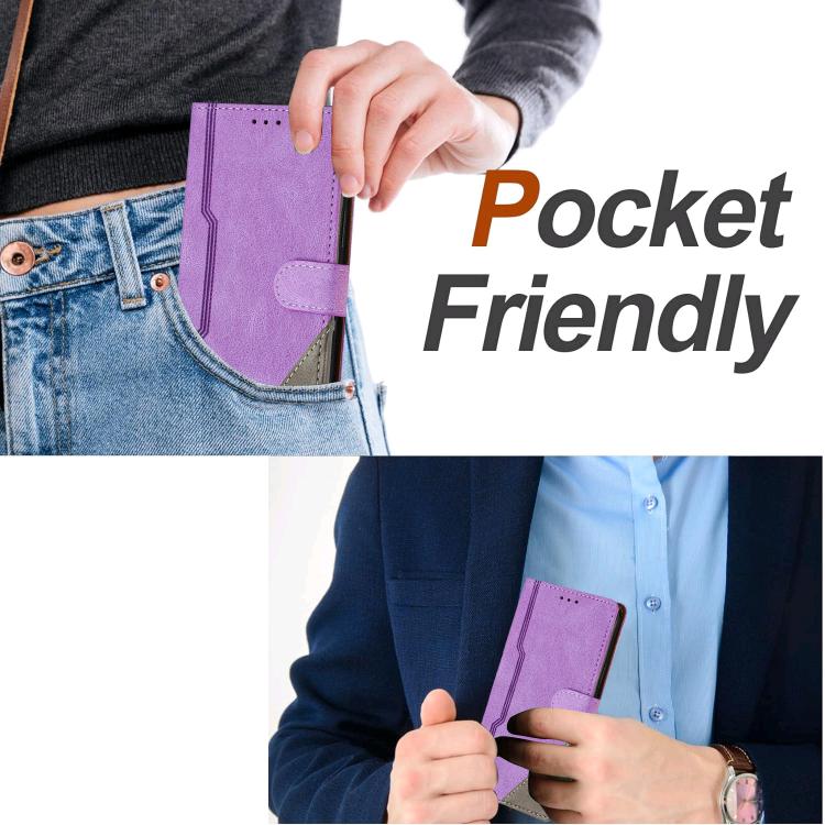 For TCL 50 Color Matching Buckle Clasp Vegan Leather Phone Case(Purple) - Image 6