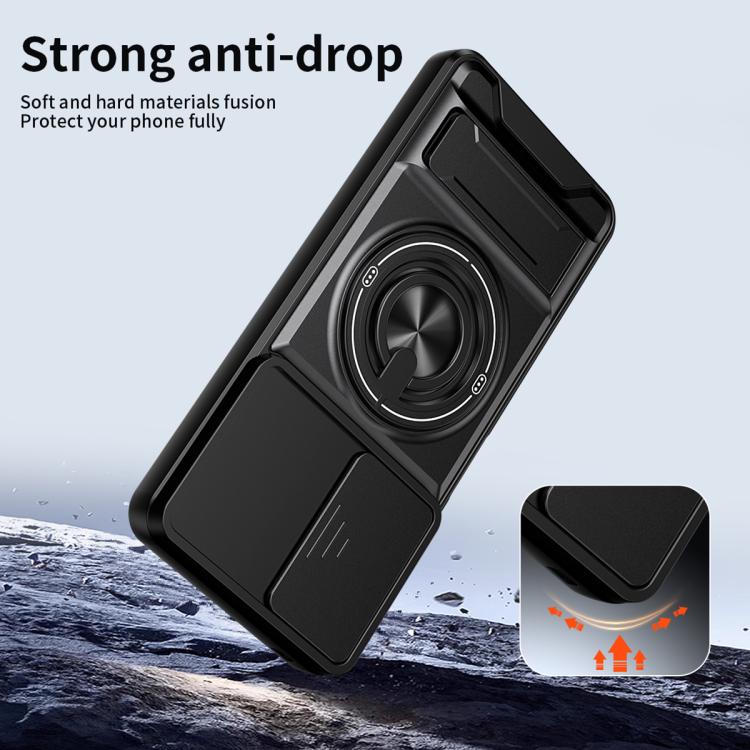 For TCL 50 LE 4G Lens Sliding Window Multifunctional Magnetic Shockproof Phone Case(Orange) - Image 4