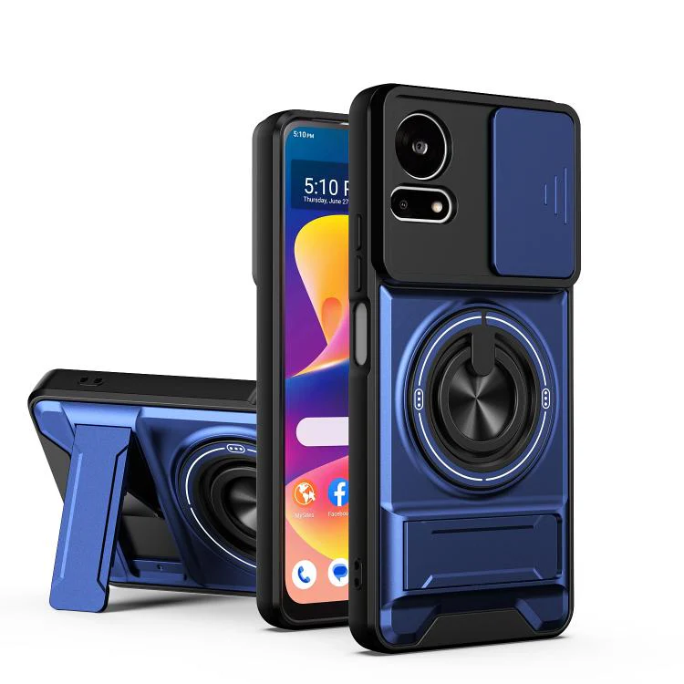 For TCL 50 LE 4G Lens Sliding Window Multifunctional Magnetic Shockproof Phone Case(Royal Blue)