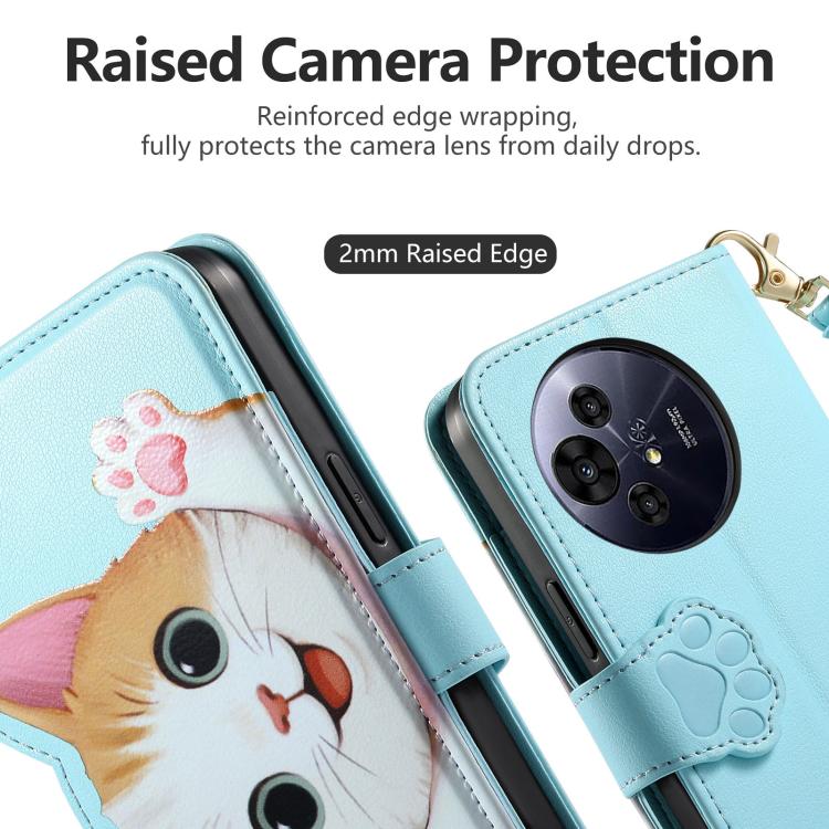 For TCL 50 Pro Nxtpaper 5G Cat-shaped Zipper Wallet Vegan Leather Phone Case with Strap(Blue) - Image 5