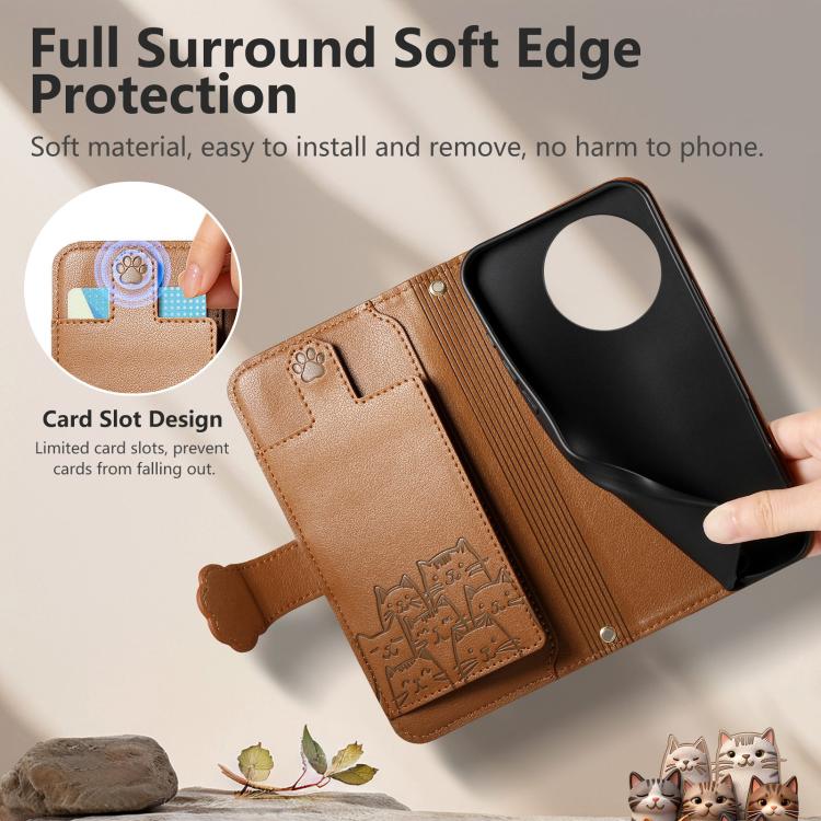For TCL 50 Pro Nxtpaper 5G Cat-shaped Zipper Wallet Vegan Leather Phone Case with Strap(Brown) - Image 4
