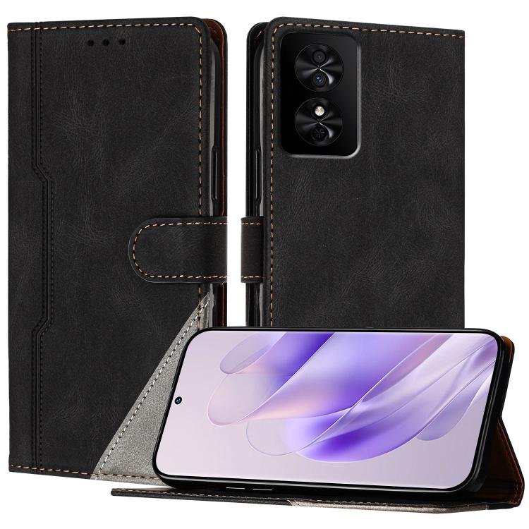 For TCL 50 SE Color Matching Buckle Clasp Vegan Leather Phone Case(Black)