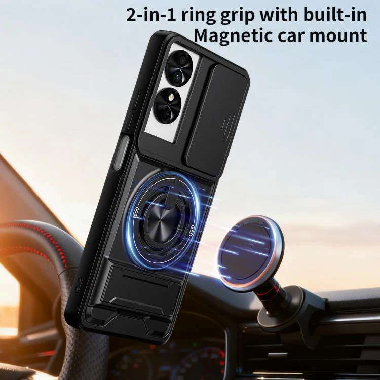 For TCL 50 SE Lens Sliding Window Multifunctional Magnetic Shockproof Phone Case(Orange) - Image 8