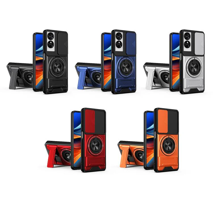 For TCL 50 SE Lens Sliding Window Multifunctional Magnetic Shockproof Phone Case(Royal Blue) - Image 2