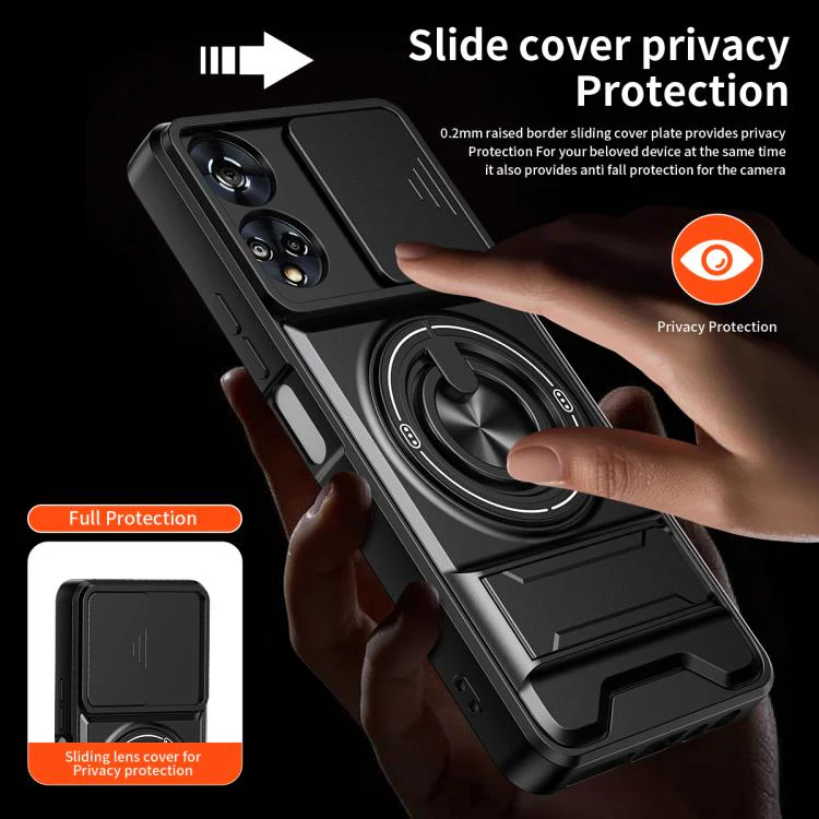 For TCL 50 XE 5G Lens Sliding Window Multifunctional Magnetic Shockproof Phone Case(Black) - Image 7