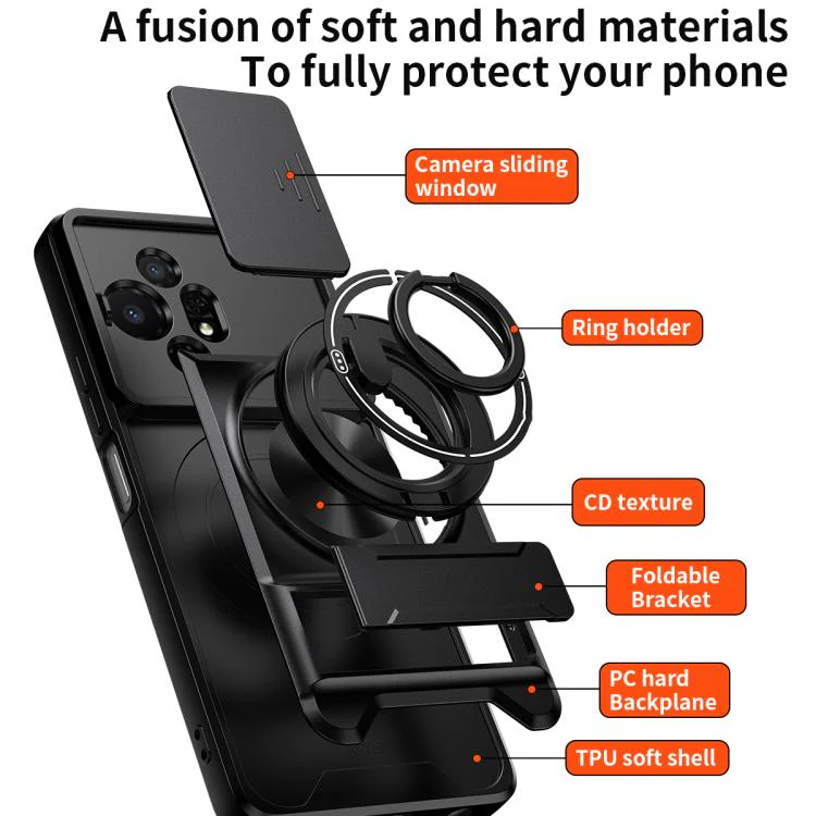 For TCL 50 XL 5G Lens Sliding Window Multifunctional Magnetic Shockproof Phone Case(Titanium Gray) - Image 3