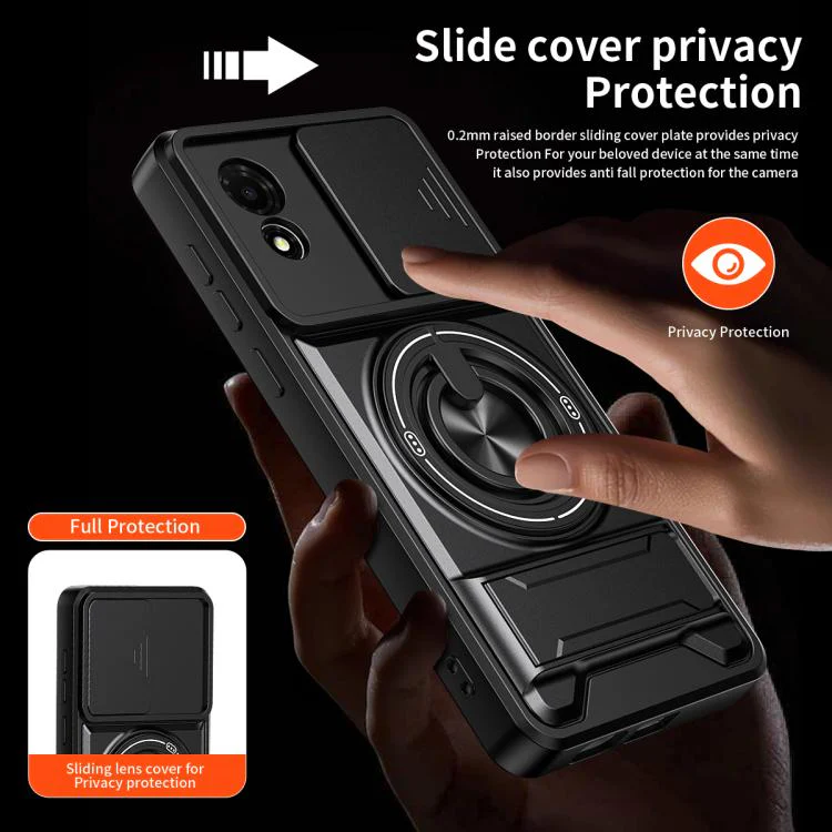 For TCL 501 4G Lens Sliding Window Multifunctional Magnetic Shockproof Phone Case(Red) - Image 7