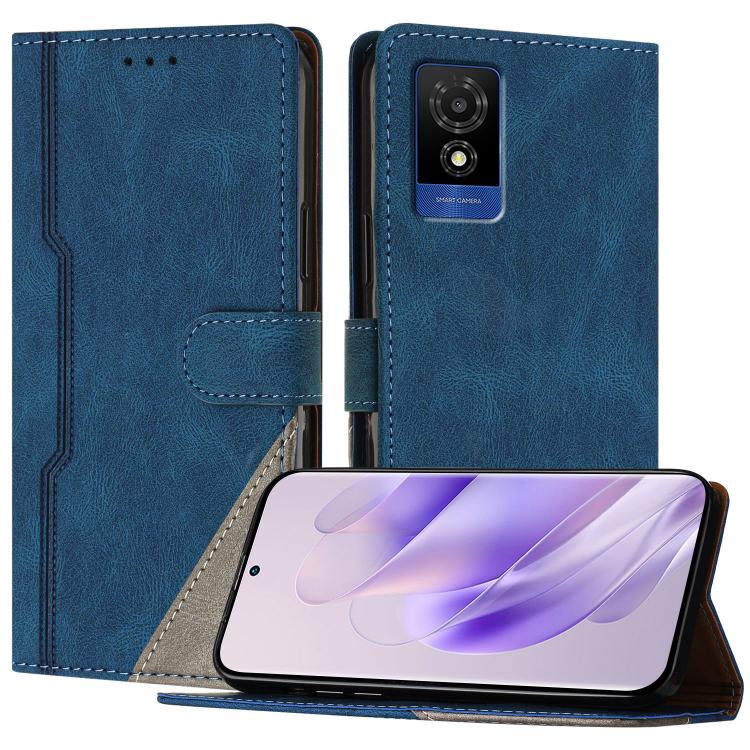 For TCL 501 Color Matching Buckle Clasp Vegan Leather Phone Case(Blue)