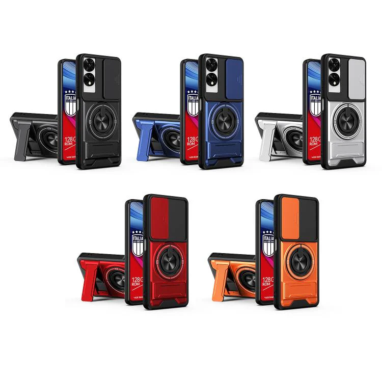 For TCL 505 4G Lens Sliding Window Multifunctional Magnetic Shockproof Phone Case(Black) - Image 2