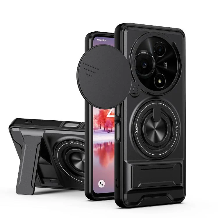 For TCL 60 NxtPaper 4G Lens Sliding Window Multifunctional Magnetic Shockproof Phone Case(Black)