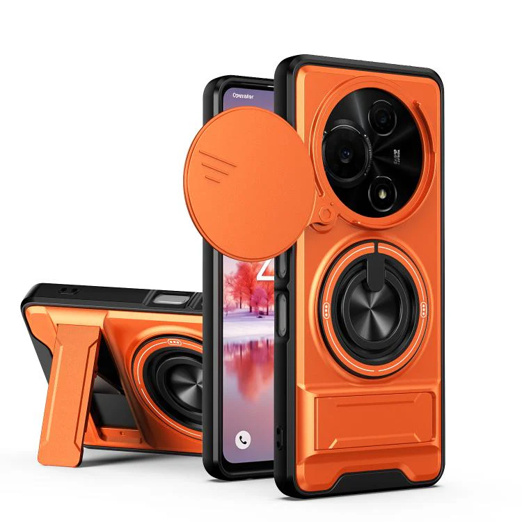 For TCL 60 NxtPaper 4G Lens Sliding Window Multifunctional Magnetic Shockproof Phone Case(Orange)