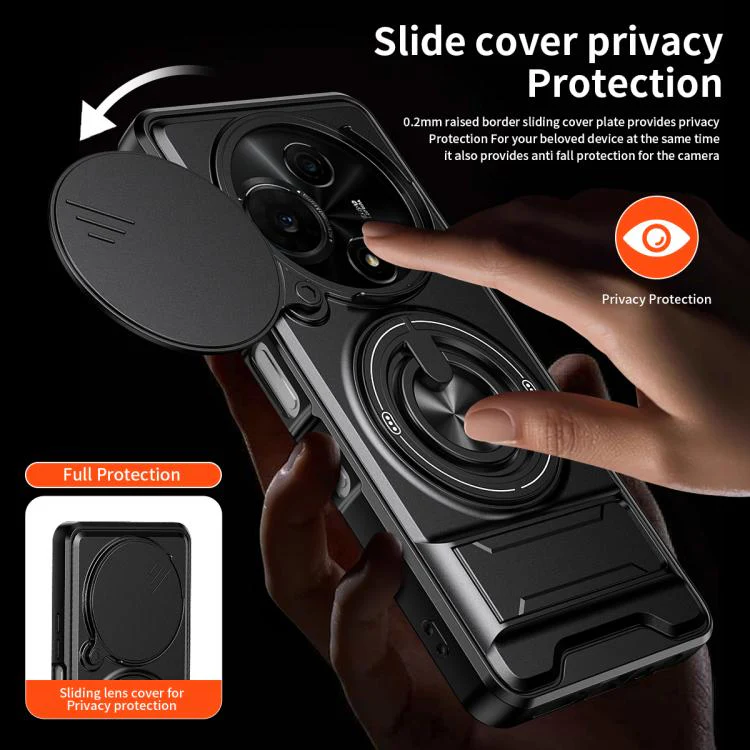 For TCL 60 NxtPaper 4G Lens Sliding Window Multifunctional Magnetic Shockproof Phone Case(Orange) - Image 7