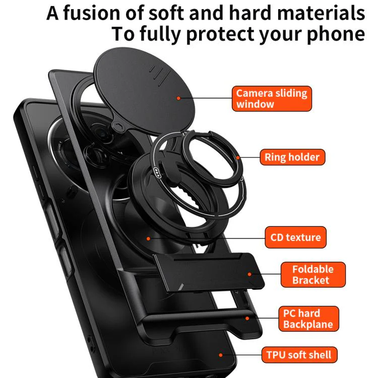 For TCL 60 NxtPaper 4G Lens Sliding Window Multifunctional Magnetic Shockproof Phone Case(Titanium Gray) - Image 3