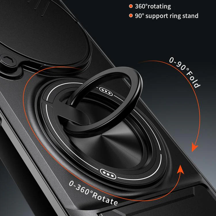 For TCL 605 4G Lens Sliding Window Multifunctional Magnetic Shockproof Phone Case(Black) - Image 5