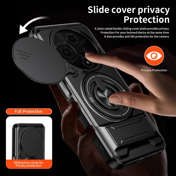 For TCL 605 4G Lens Sliding Window Multifunctional Magnetic Shockproof Phone Case(Black) - Image 7