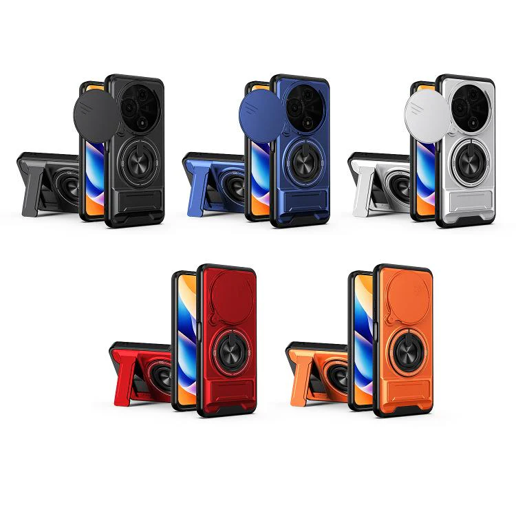 For TCL 605 4G Lens Sliding Window Multifunctional Magnetic Shockproof Phone Case(Orange) - Image 2