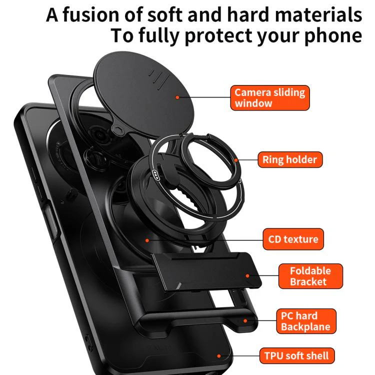 For TCL 605 4G Lens Sliding Window Multifunctional Magnetic Shockproof Phone Case(Titanium Gray) - Image 3