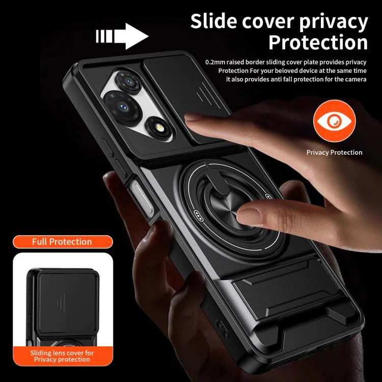 For TCL 60R 5G Lens Sliding Window Multifunctional Magnetic Shockproof Phone Case(Orange) - Image 7
