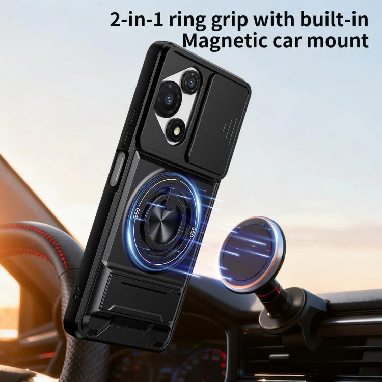 For TCL 60R 5G Lens Sliding Window Multifunctional Magnetic Shockproof Phone Case(Red) - Image 8