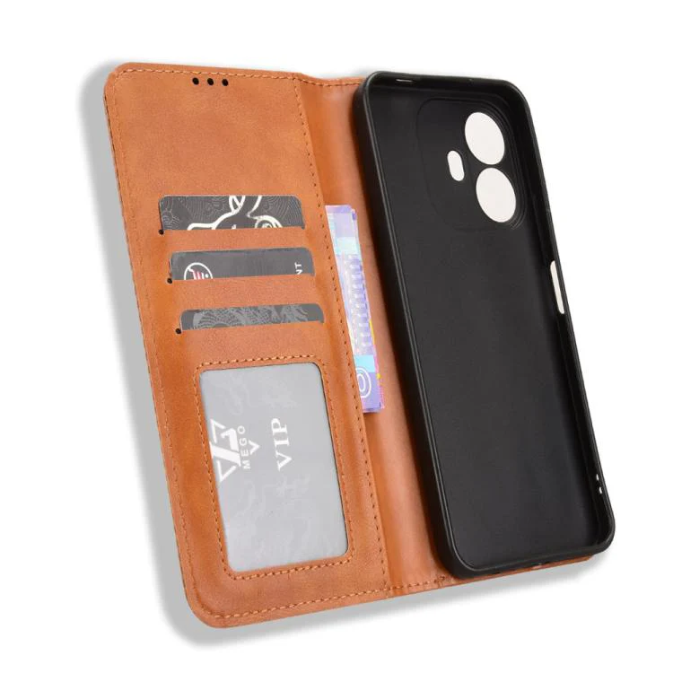 For TCL K70 4G / K70 Power 4G Magnetic Buckle Retro Texture Leather Phone Case(Brown) - Image 4