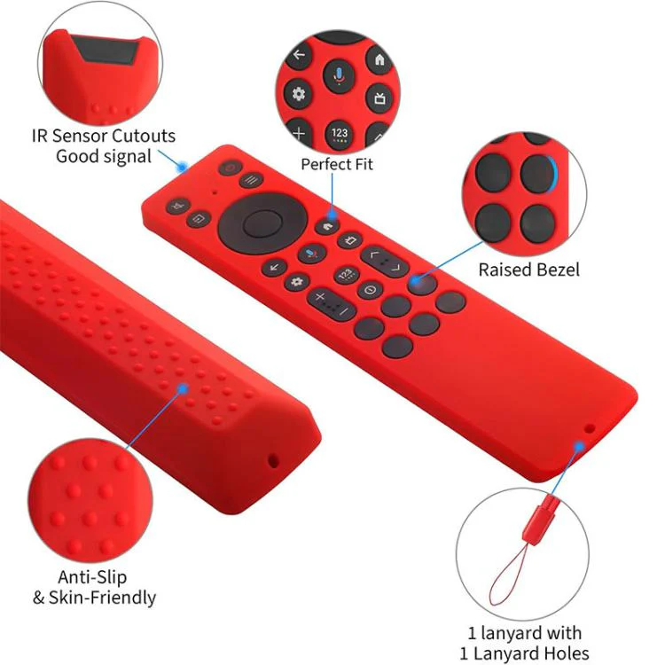 For TCL RC923A / RC813A TV Remote XDcase 4pcs Soft Silicone Protective Case with Mini Strap(Red) - Image 4