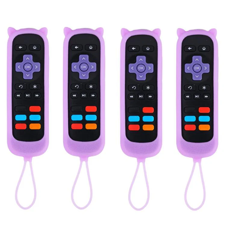 For TCL Roku TV Remote XDcase 4pcs Cute Cat Ears Silicone Protective Case with Mini Strap(Luminous Purple)