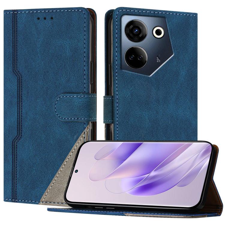 For Tecno Camon 20 Color Matching Buckle Clasp Vegan Leather Phone Case(Blue)