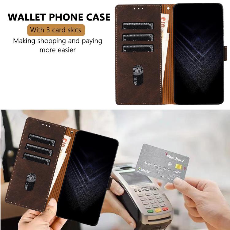 For Tecno Camon 20 Color Matching Buckle Clasp Vegan Leather Phone Case(Brown) - Image 4