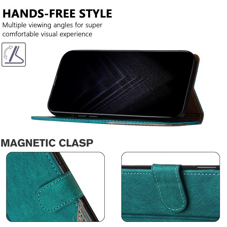 For Tecno Camon 20 Premier Color Matching Buckle Clasp Vegan Leather Phone Case(Green) - Image 3