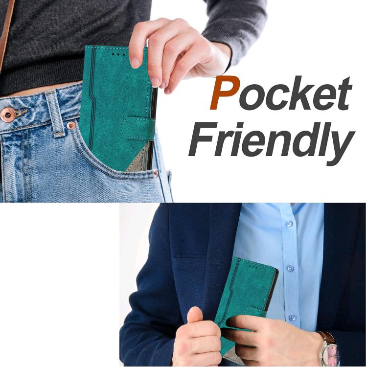 For Tecno Camon 20 Premier Color Matching Buckle Clasp Vegan Leather Phone Case(Green) - Image 6