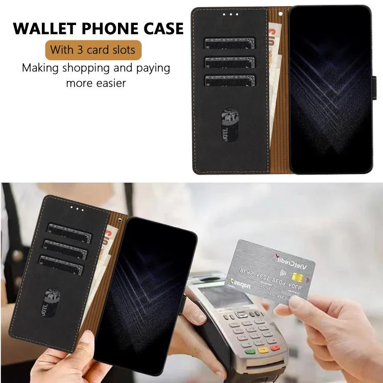 For Tecno Camon 20 Pro 5G Color Matching Buckle Clasp Vegan Leather Phone Case(Black) - Image 4