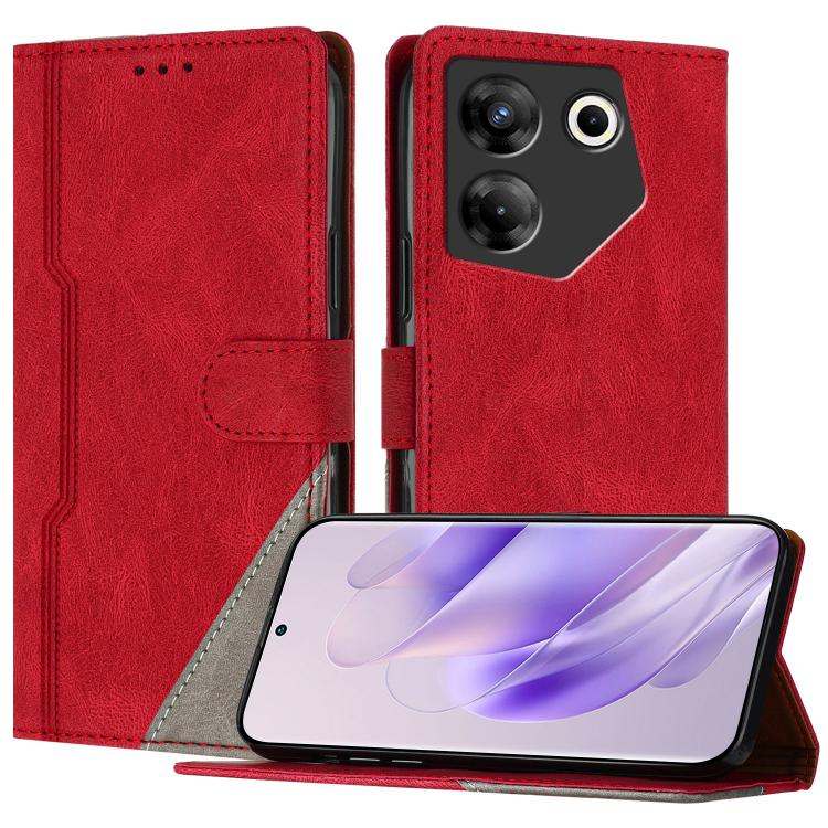For Tecno Camon 20 Pro 5G Color Matching Buckle Clasp Vegan Leather Phone Case(Red)